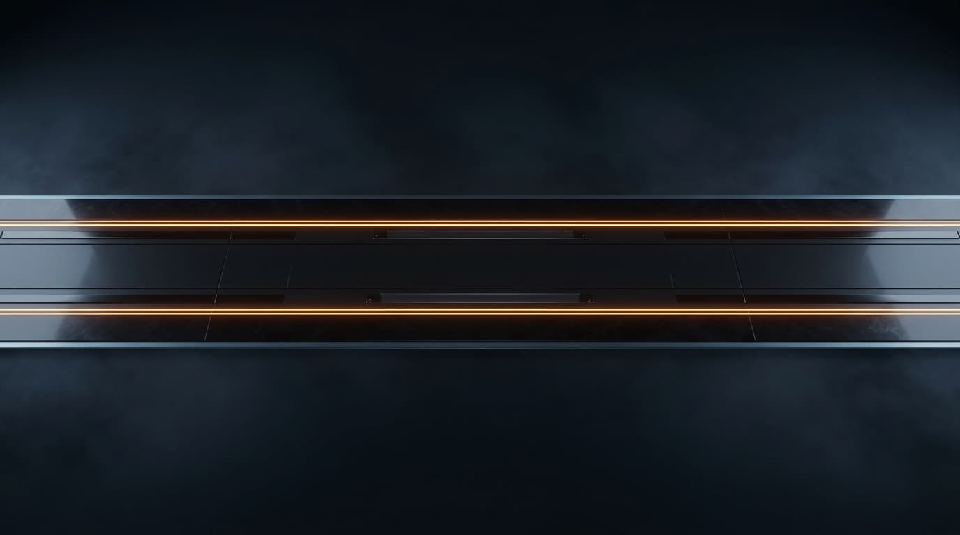 A long dark test track with amber guide lines inlaid along both edges.