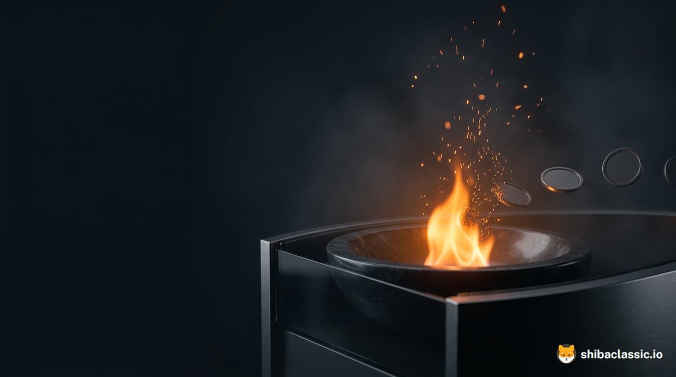 Une flamme dans une vasque de pierre sombre. De petits disques de métal y dérivent et se dissolvent en étincelles.